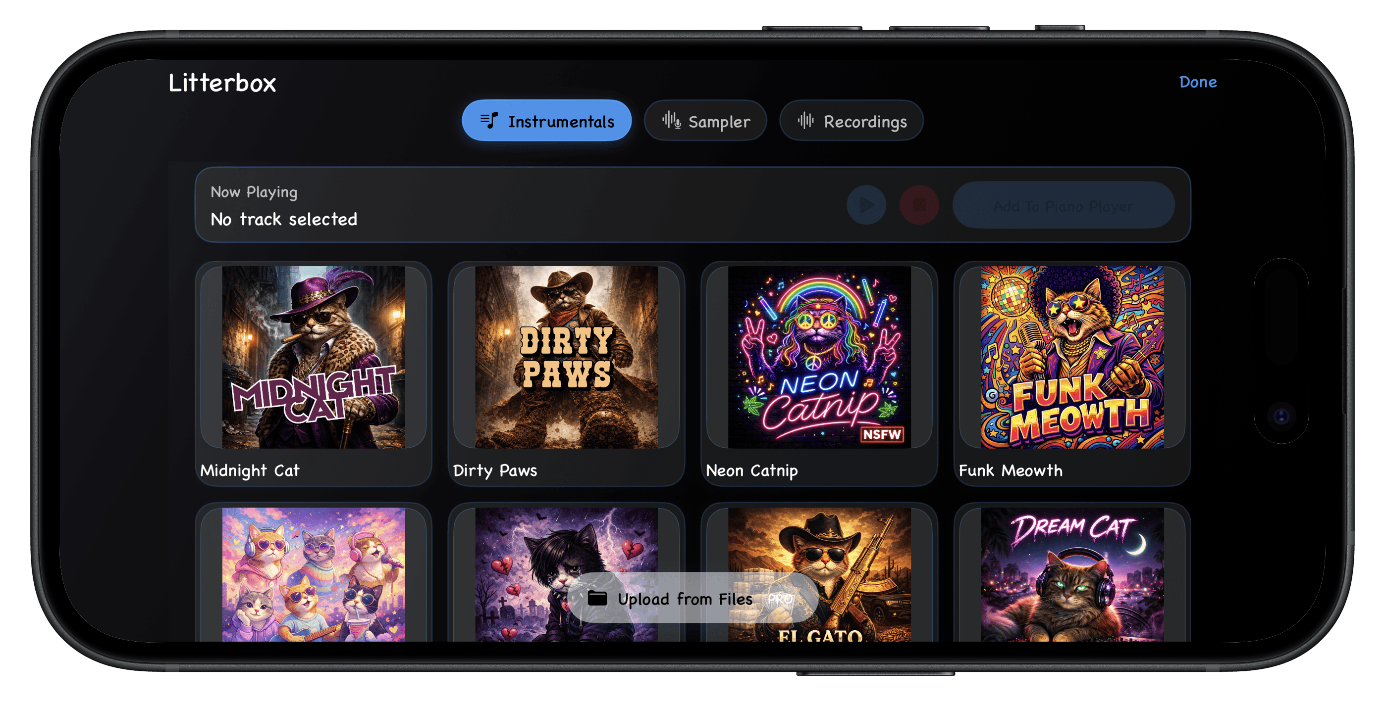 Meowano Litterbox instrumentals screen